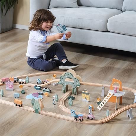 Дерев'яна дитяча залізниця Viga Toys PolarB 90 деталей (44067) (іграшкова залізна дорога) 44067 фото