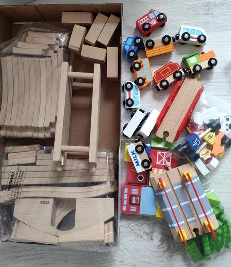 Игрушечная детская железная дорога Viga Toys деревянная 90 деталей (50998) 50998 фото