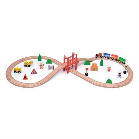 Игрушечная детская железная дорога Viga Toys деревянная 39 деталей (50266) 50266 фото
