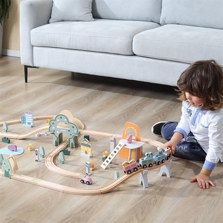 Дерев'яна дитяча залізниця Viga Toys PolarB 90 деталей (44067) (іграшкова залізна дорога) 44067 фото