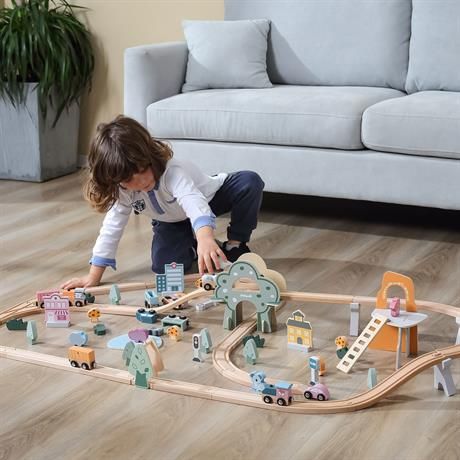 Деревянная детская железная дорога Viga Toys PolarB 90 деталей (44067) игрушечная 44067 фото