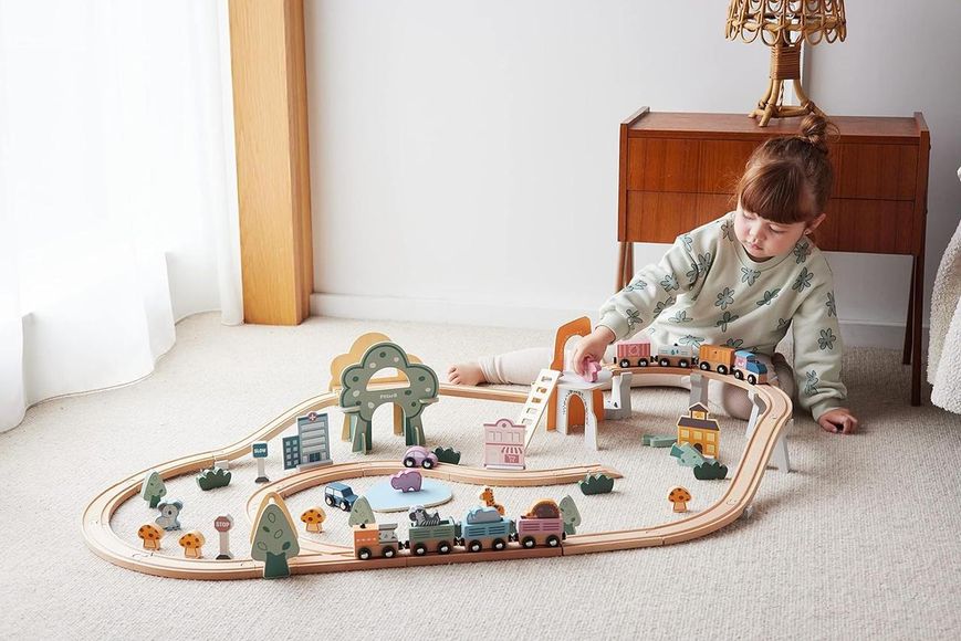 Деревянная детская железная дорога Viga Toys PolarB 90 деталей (44067) игрушечная 44067 фото